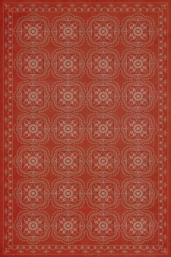 Vintage Vinyl Floorcloth Rug (Pattern 28 Red Bandana)