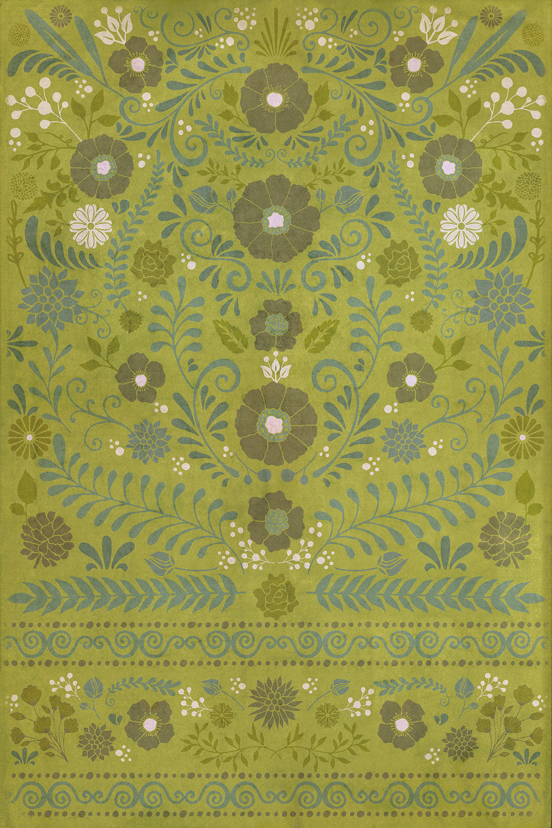 Vintage Vinyl Floorcloth Rug (Pattern 36 Going Green)
