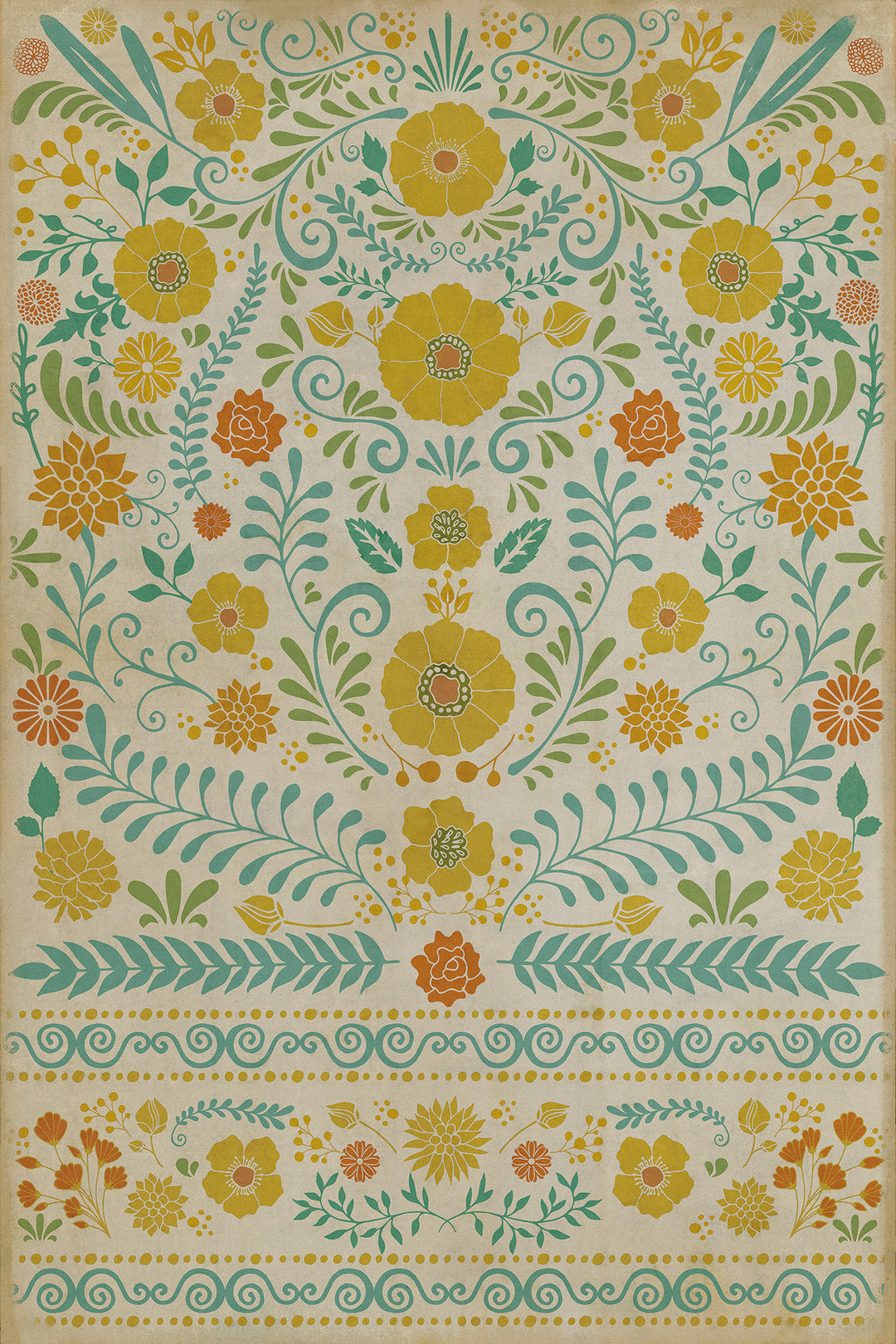Vintage Vinyl Floorcloth Rug (Pattern 36 Small Mercies)