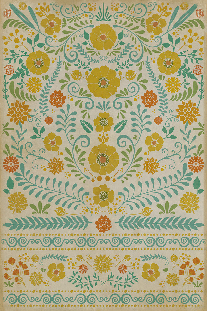 Vintage Vinyl Floorcloth Rug (Pattern 36 Small Mercies)