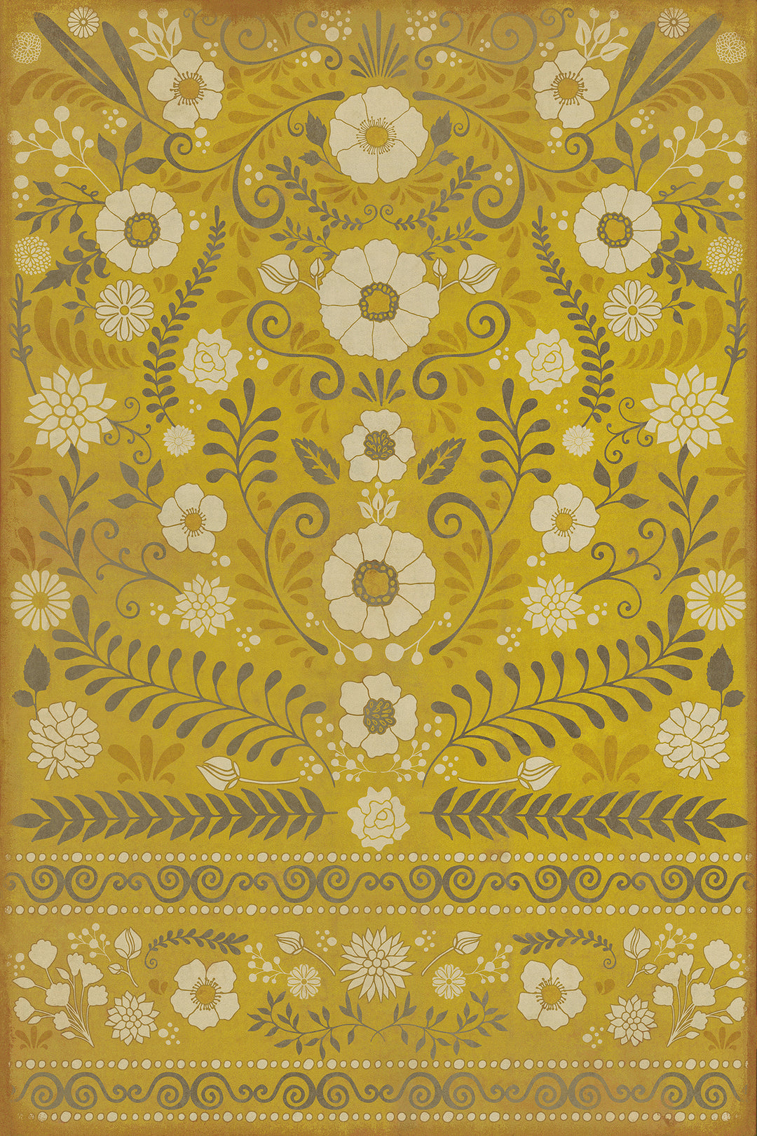 Vintage Vinyl Floorcloth Rug (Pattern 36 We Are Only Half Awake II)