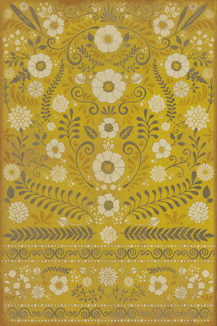 Vintage Vinyl Floorcloth Rug (Pattern 36 We Are Only Half Awake II)