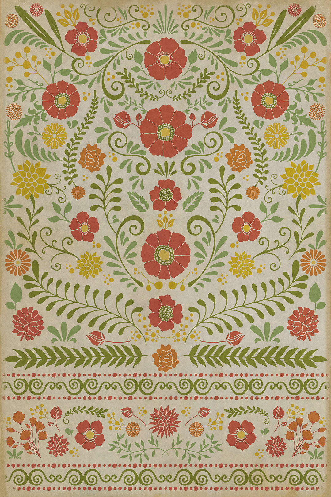 Vintage Vinyl Floorcloth Rug (Pattern 36 Where to be Happiest)