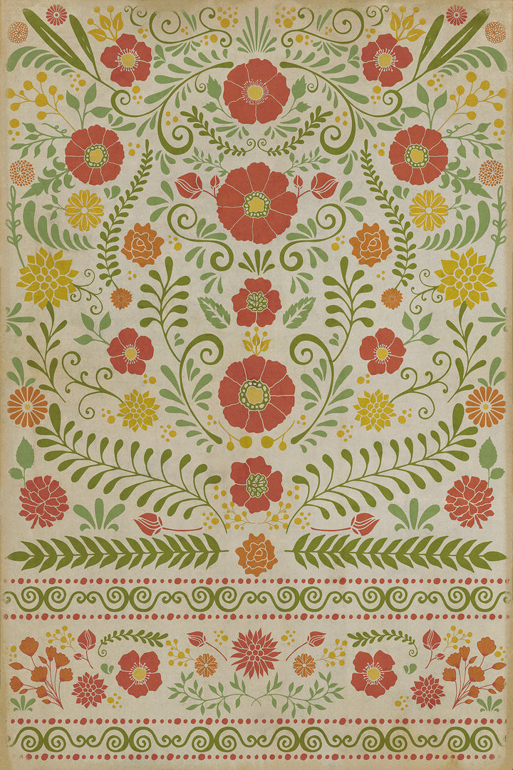 Vintage Vinyl Floorcloth Rug (Pattern 36 Where to be Happiest)