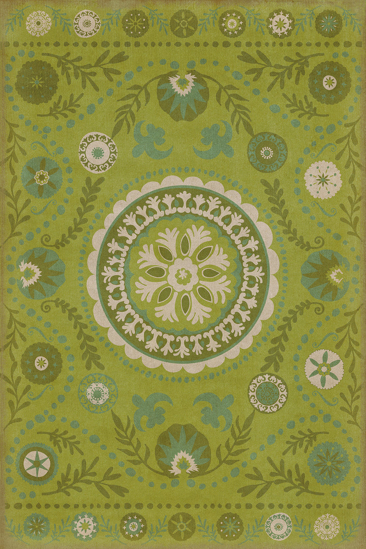 Vintage Vinyl Floorcloth Rug (Pattern 38 A Garden Path)