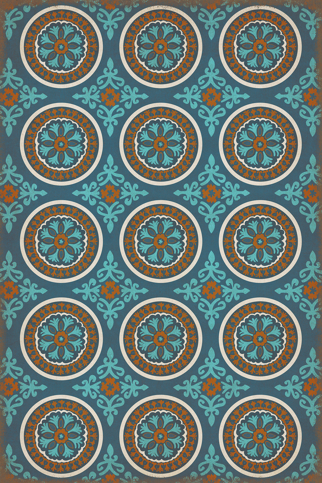 Vintage Vinyl Floorcloth Rug (Pattern 43 Samadi)