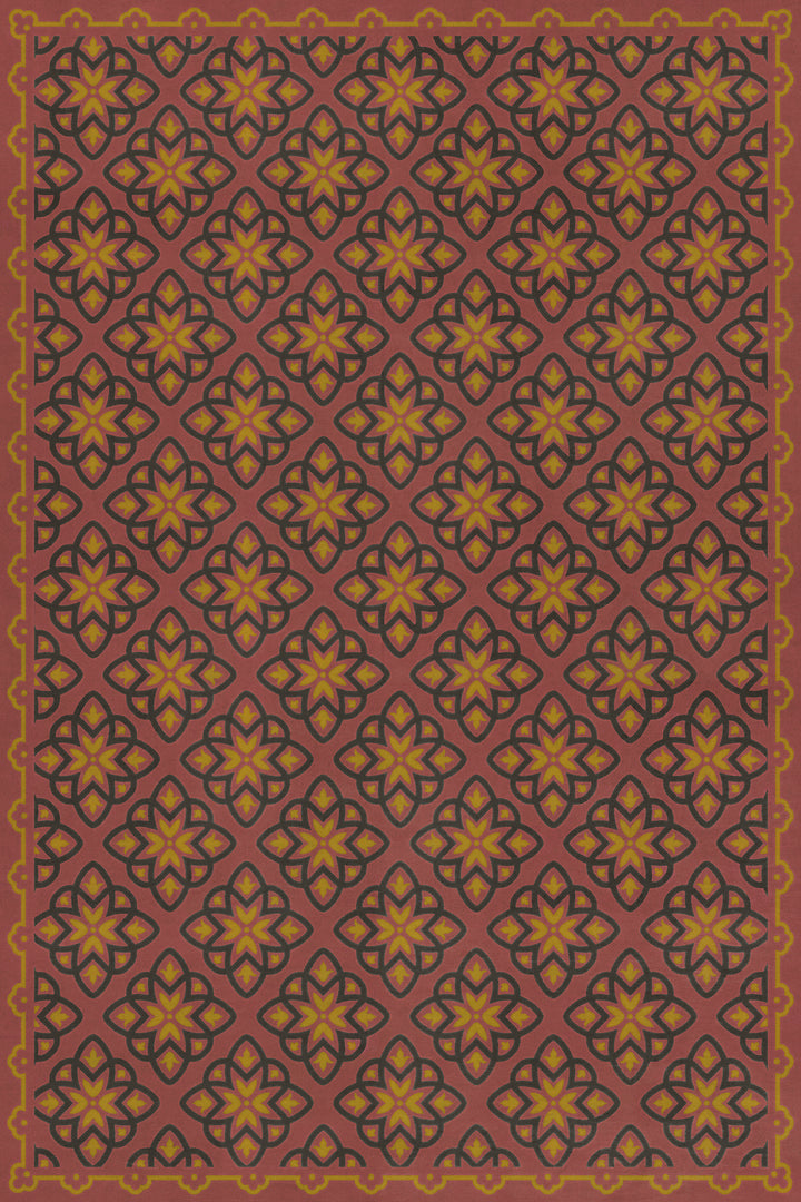 Vintage Vinyl Floorcloth Rug (Pattern 45 Rubellus)