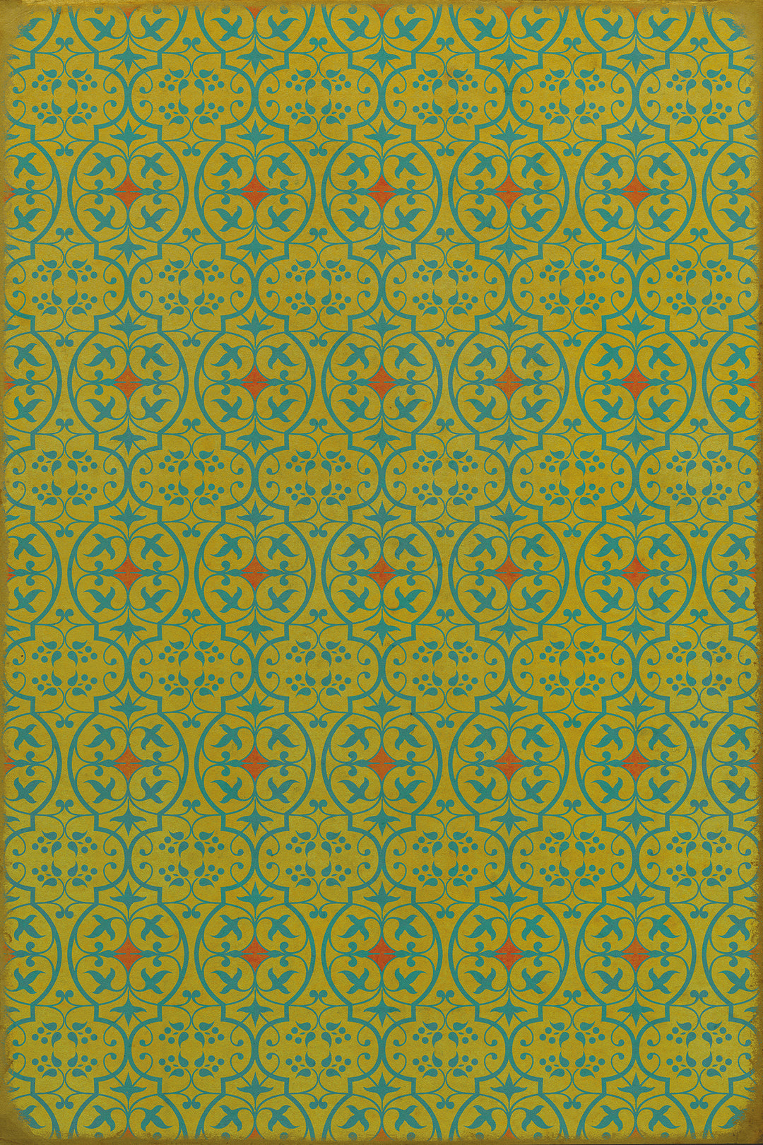 Vintage Vinyl Floorcloth Rug (Pattern 51 a Little Madness in the Spring)