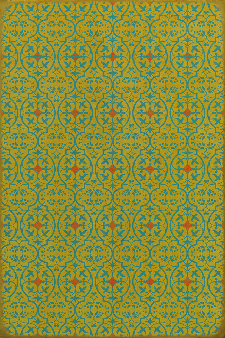 Vintage Vinyl Floorcloth Rug (Pattern 51 a Little Madness in the Spring)