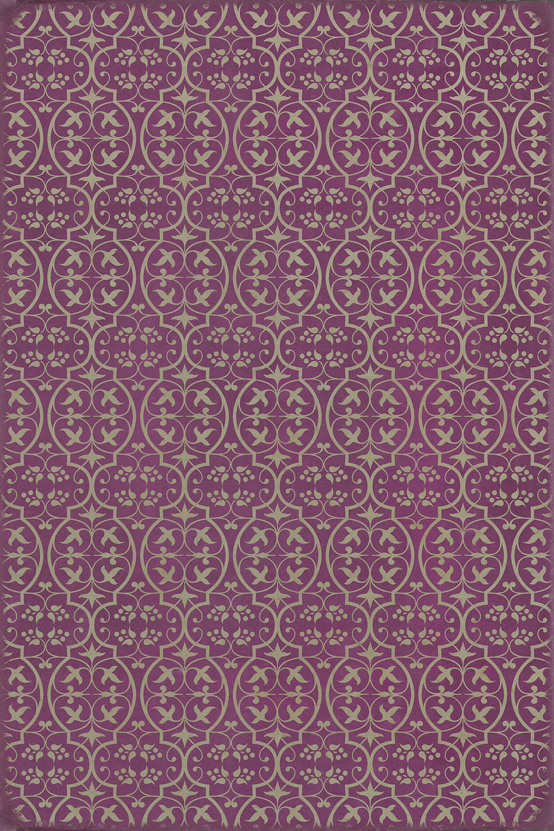 Vintage Vinyl Floorcloth Rug (Pattern 51 Now that Lilacs are in bloom)