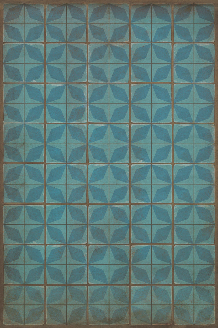 Vintage Vinyl Floorcloth Rug (Pattern 54 Blue Moon)