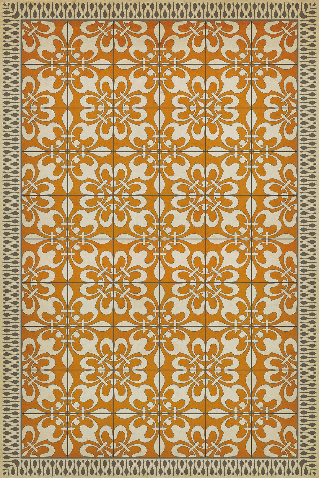 Vintage Vinyl Floorcloth Rug (Pattern 55 The Heat of Summer)