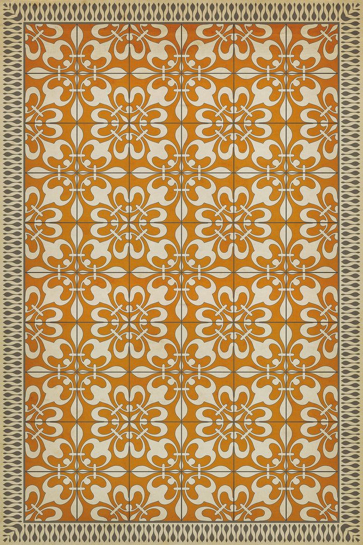 Vintage Vinyl Floorcloth Rug (Pattern 55 The Heat of Summer)