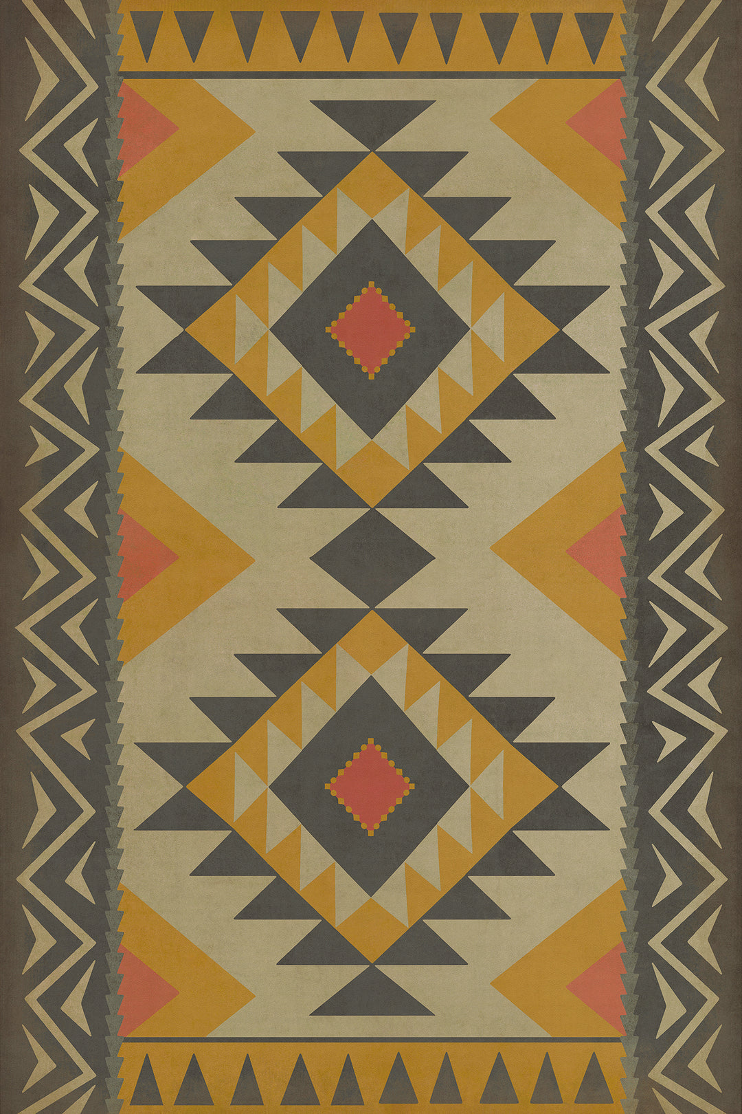 Vintage Vinyl Floorcloth Rug (Pattern 62 Vagabond)