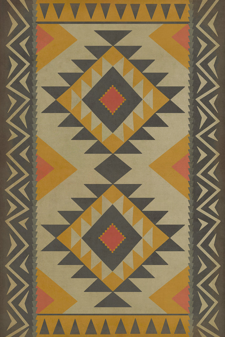 Vintage Vinyl Floorcloth Rug (Pattern 62 Vagabond)