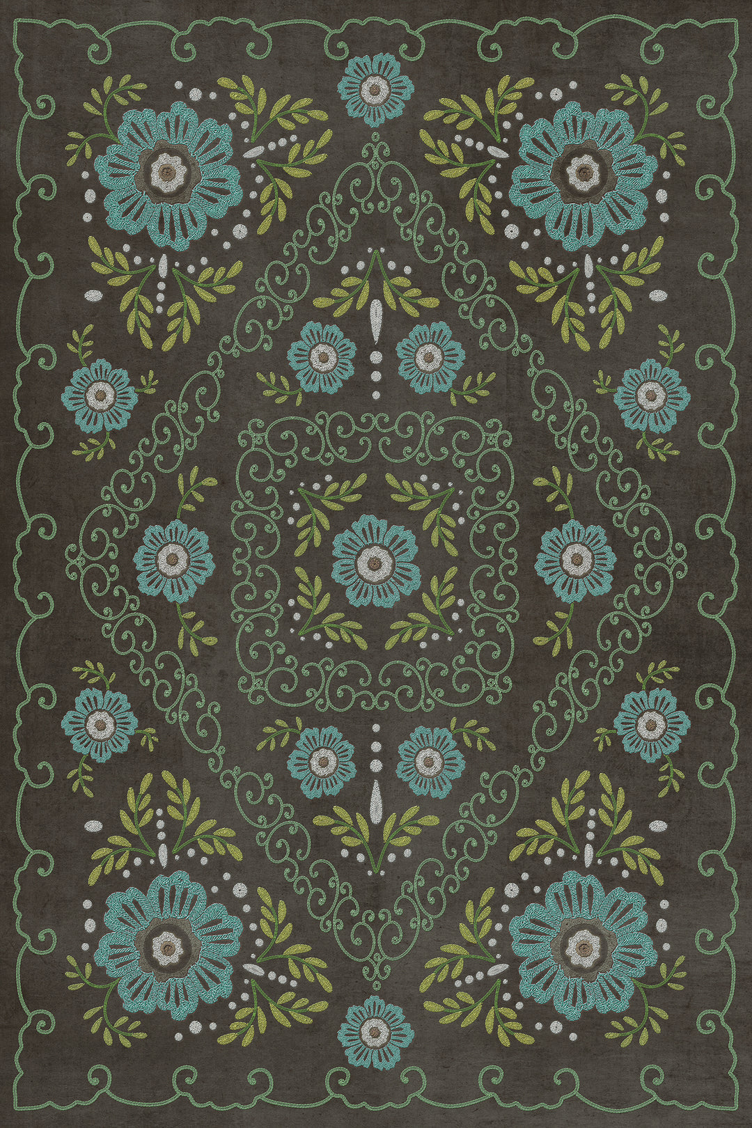 Vintage Vinyl Floorcloth Rug (Pattern 69 A Mere Formality)