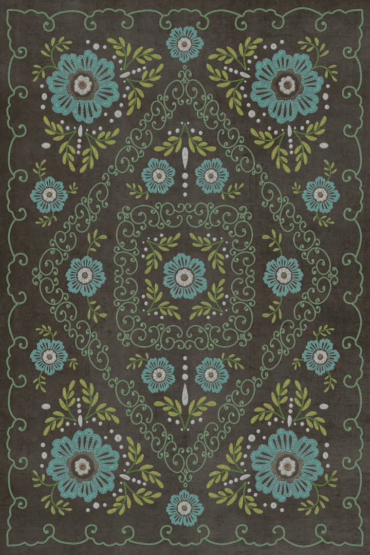 Vintage Vinyl Floorcloth Rug (Pattern 69 A Mere Formality)