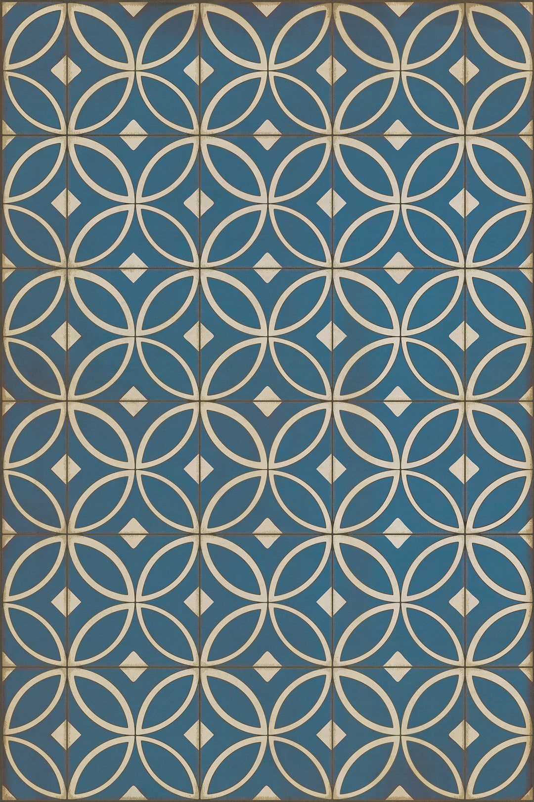 Vintage Vinyl Floorcloth Rug (Pattern 70 Dress Blues)