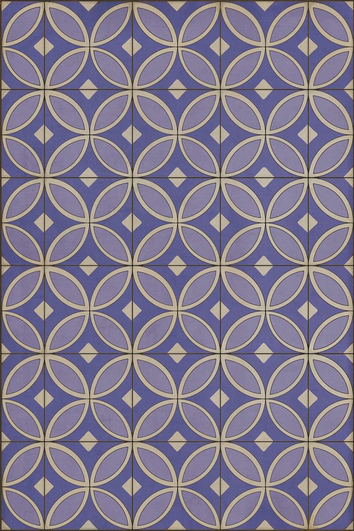 Vintage Vinyl Floorcloth Rug (Pattern 70 Waltzing with Violets in Our Hair)