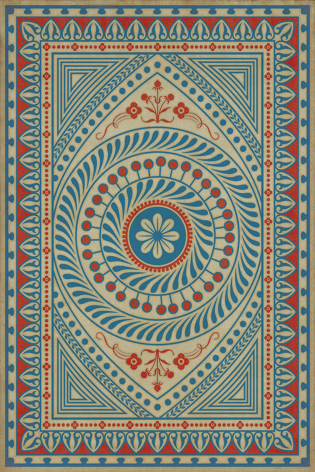 Vintage Vinyl Floorcloth Rug (Pattern 75 Be Grateful)