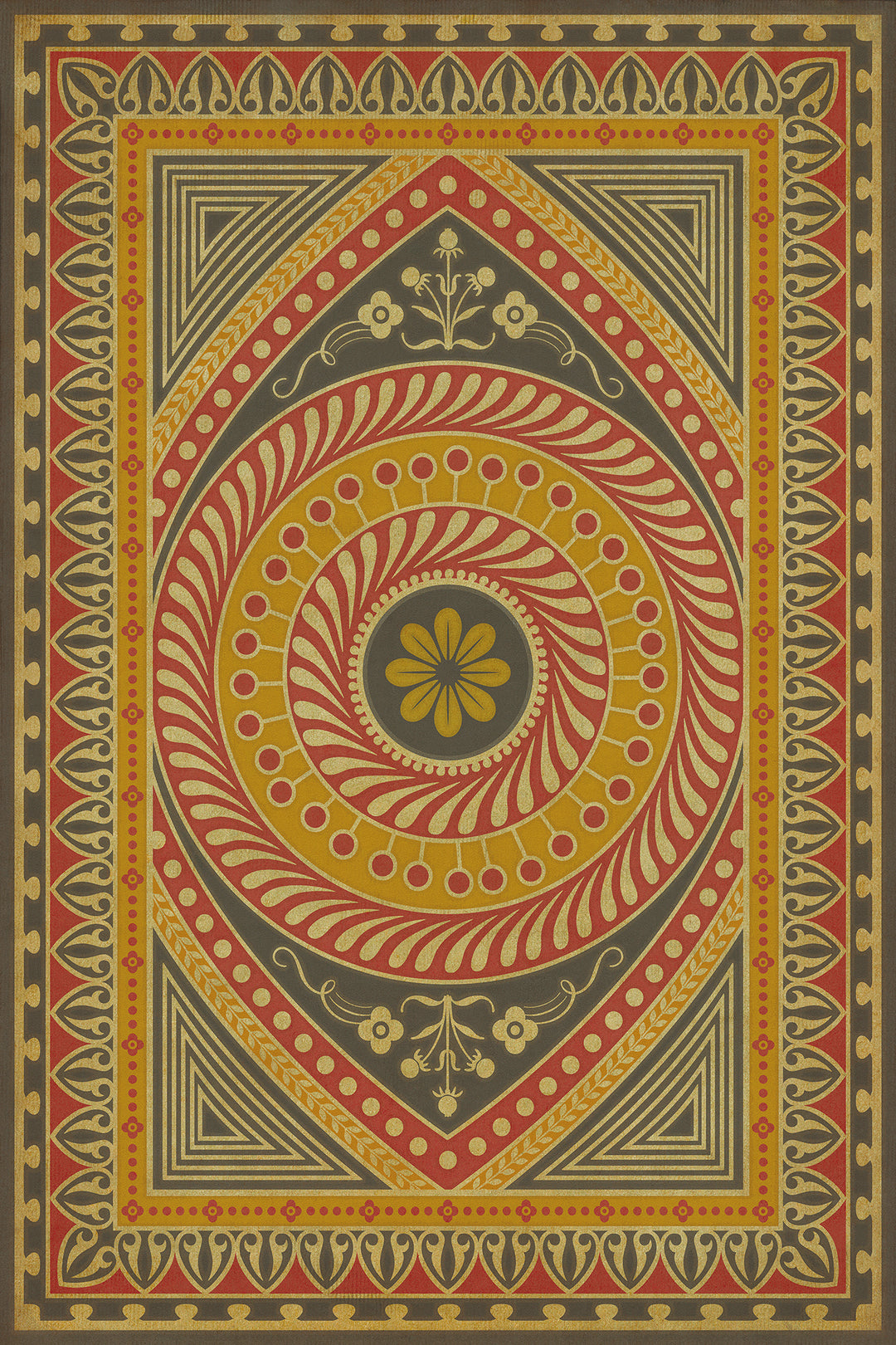 Vintage Vinyl Floorcloth Rug (Pattern 75 Control the Eye)