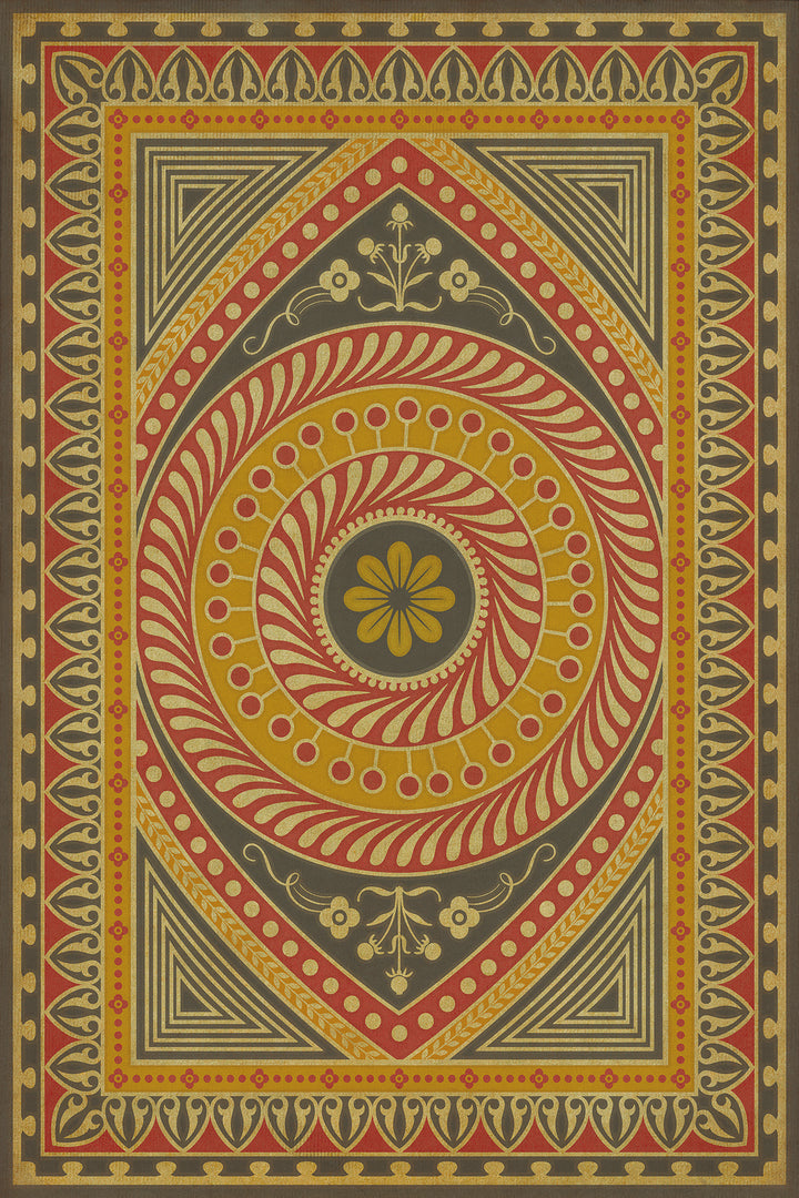 Vintage Vinyl Floorcloth Rug (Pattern 75 Control the Eye)