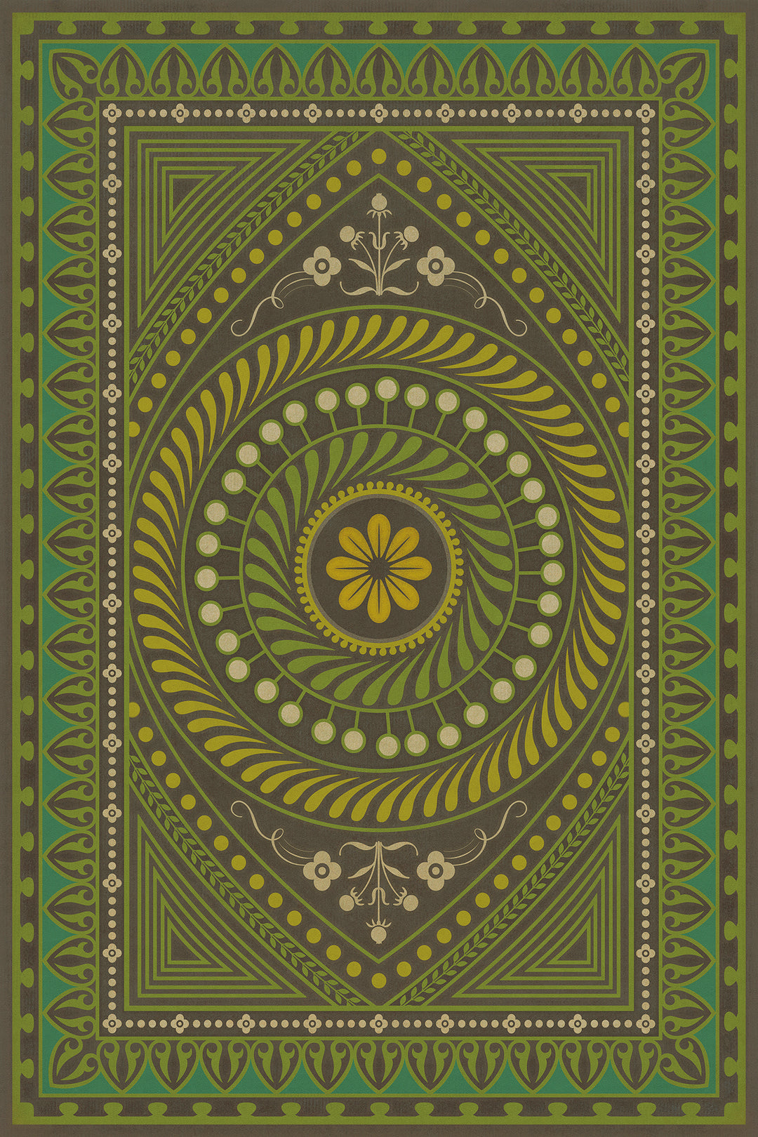 Vintage Vinyl Floorcloth Rug (Pattern 75 Do Not Trust Wealth)