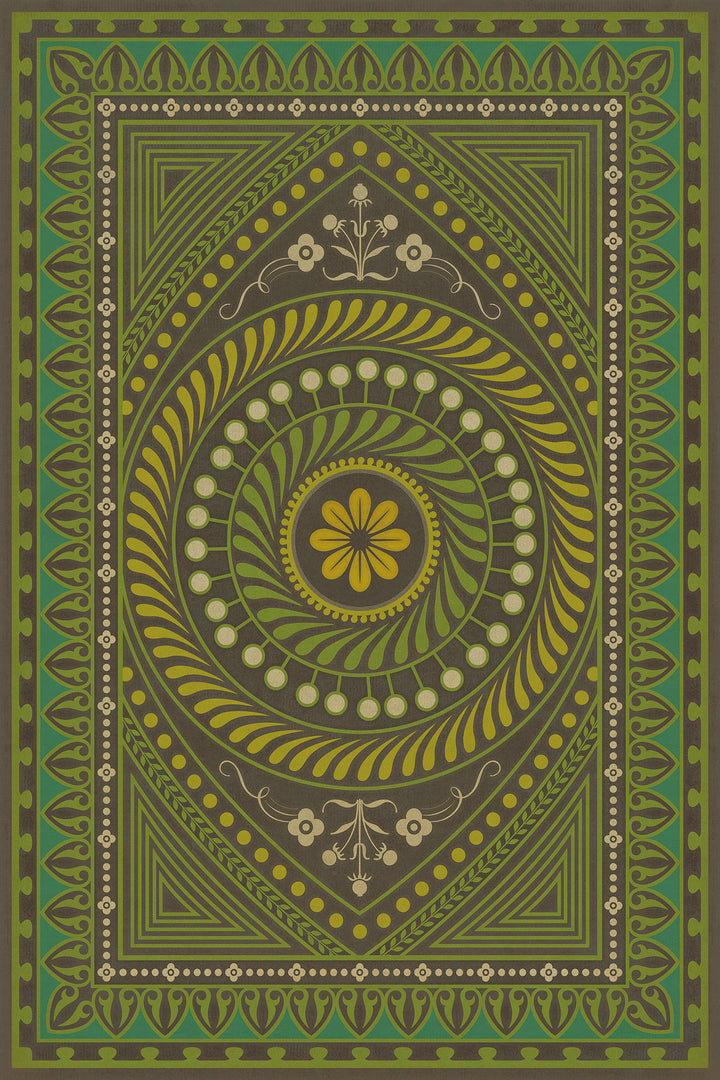 Vintage Vinyl Floorcloth Rug (Pattern 75 Do Not Trust Wealth)