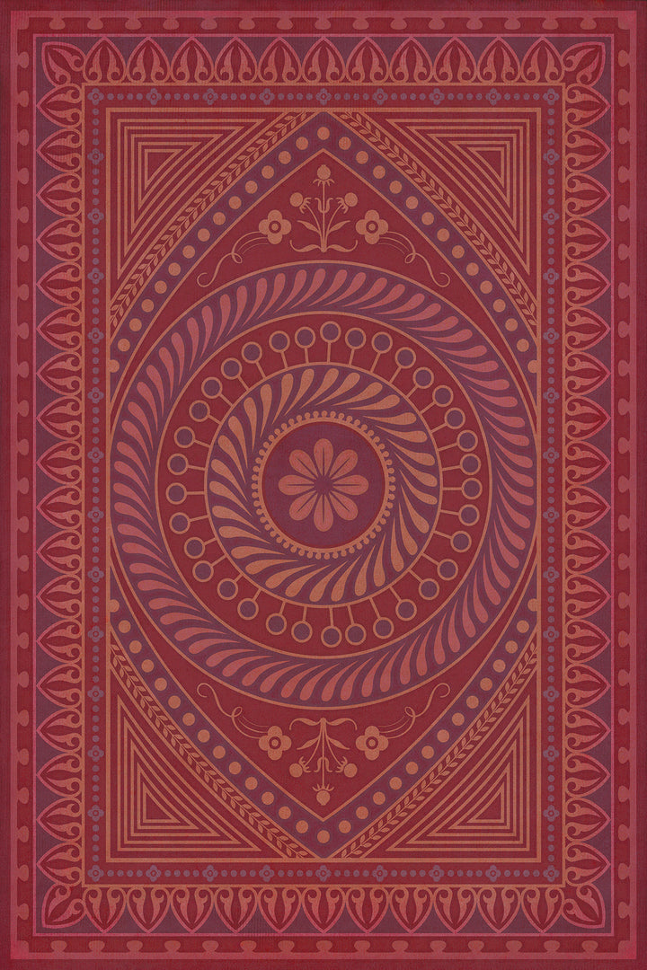 Vintage Vinyl Floorcloth Rug (Pattern 75 Know What You Have Learned)