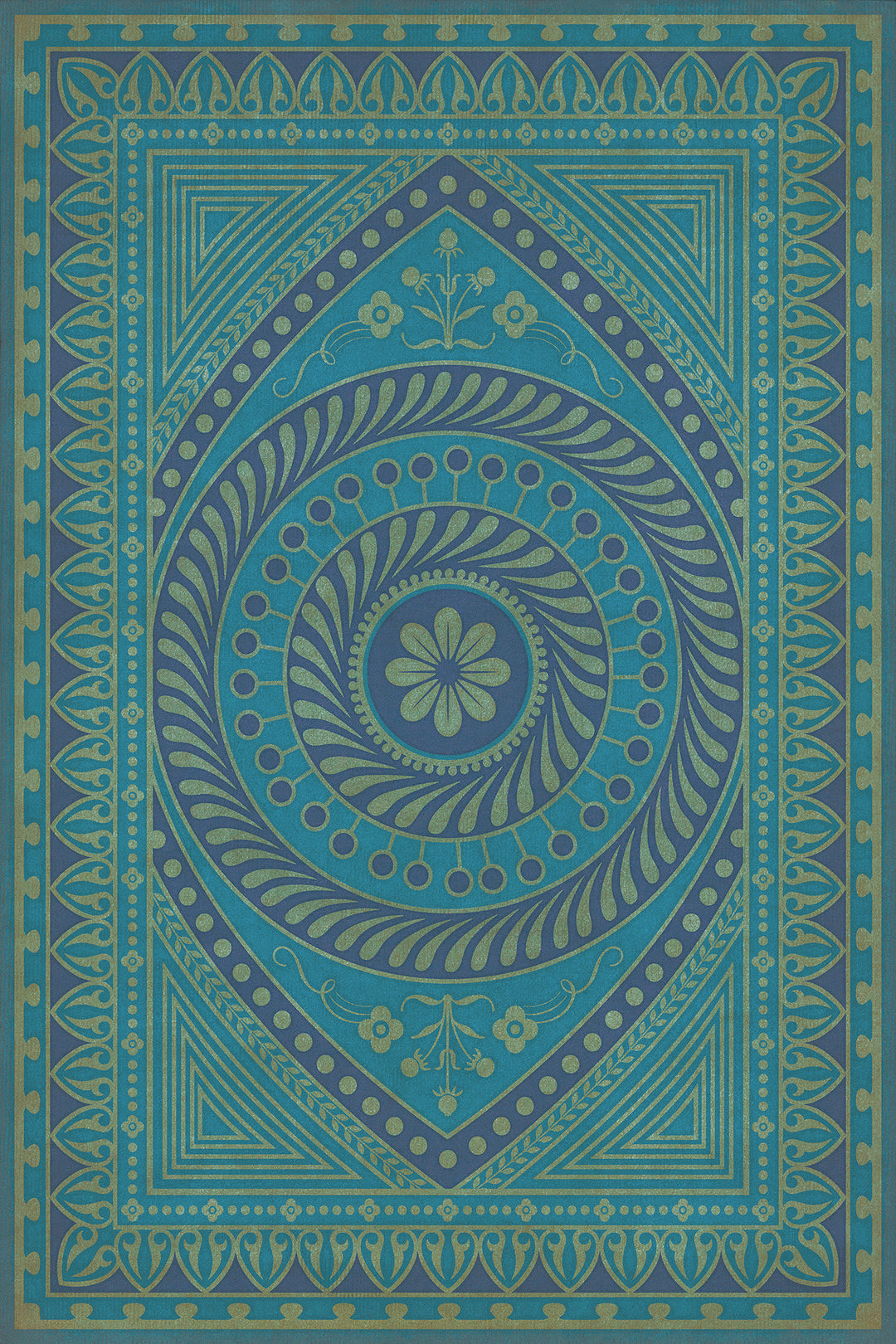 Vintage Vinyl Floorcloth Rug (Pattern 75 Pursue Harmony)