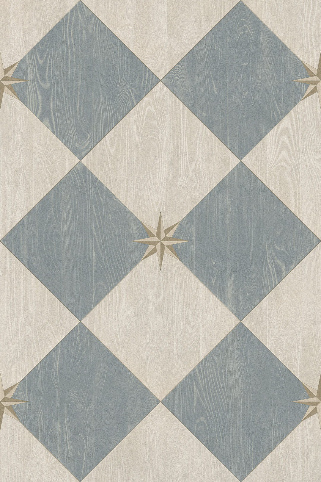 Vintage Vinyl Floorcloth Rug (Williamsburg – Compass Diamond – Garden Fountain)