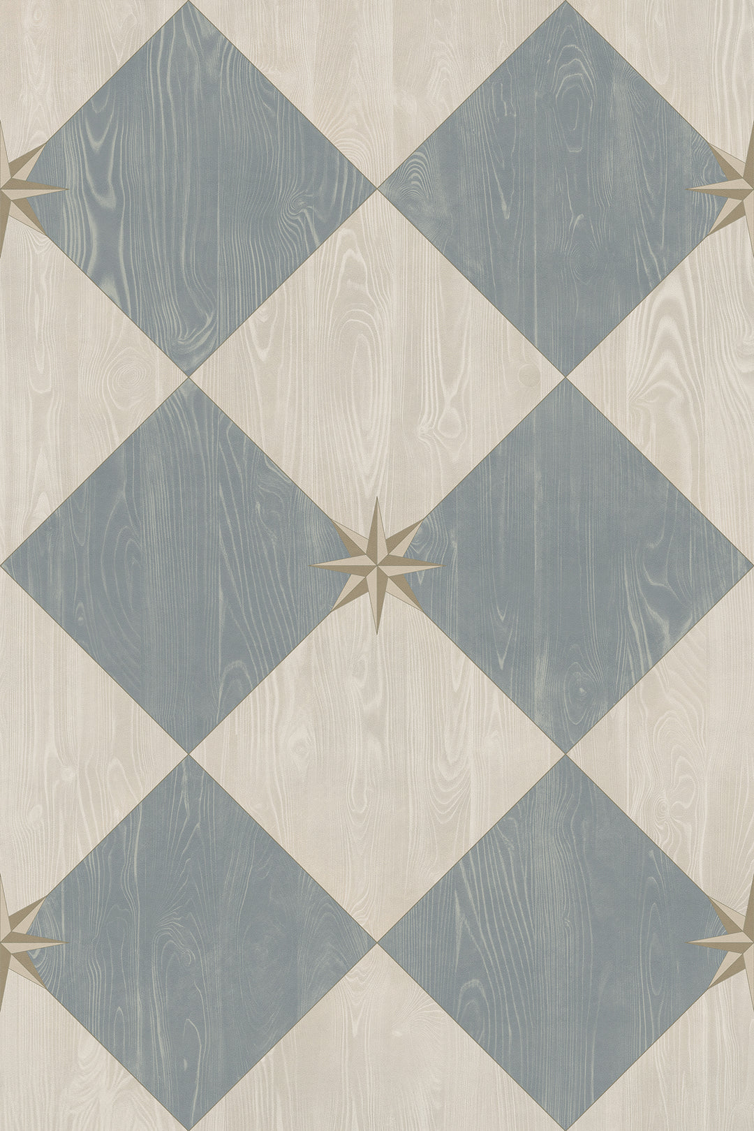 Vintage Vinyl Floorcloth Rug (Williamsburg – Compass Diamond – Garden Fountain)