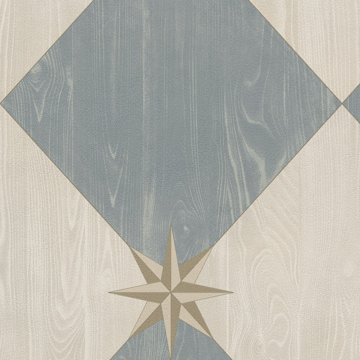 Vintage Vinyl Floorcloth Rug (Williamsburg – Compass Diamond – Garden Fountain)