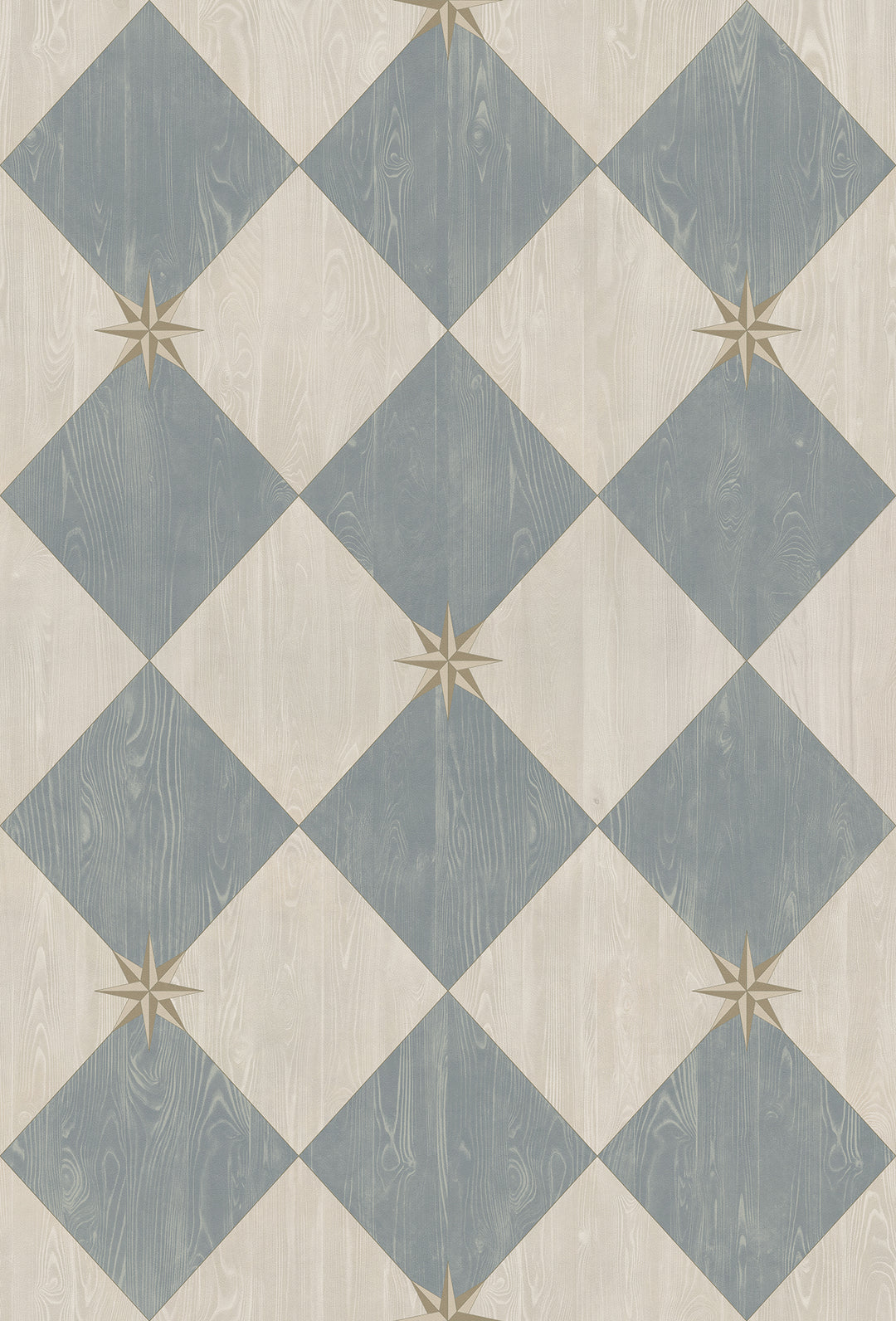 Vintage Vinyl Floorcloth Rug (Williamsburg – Compass Diamond – Garden Fountain)