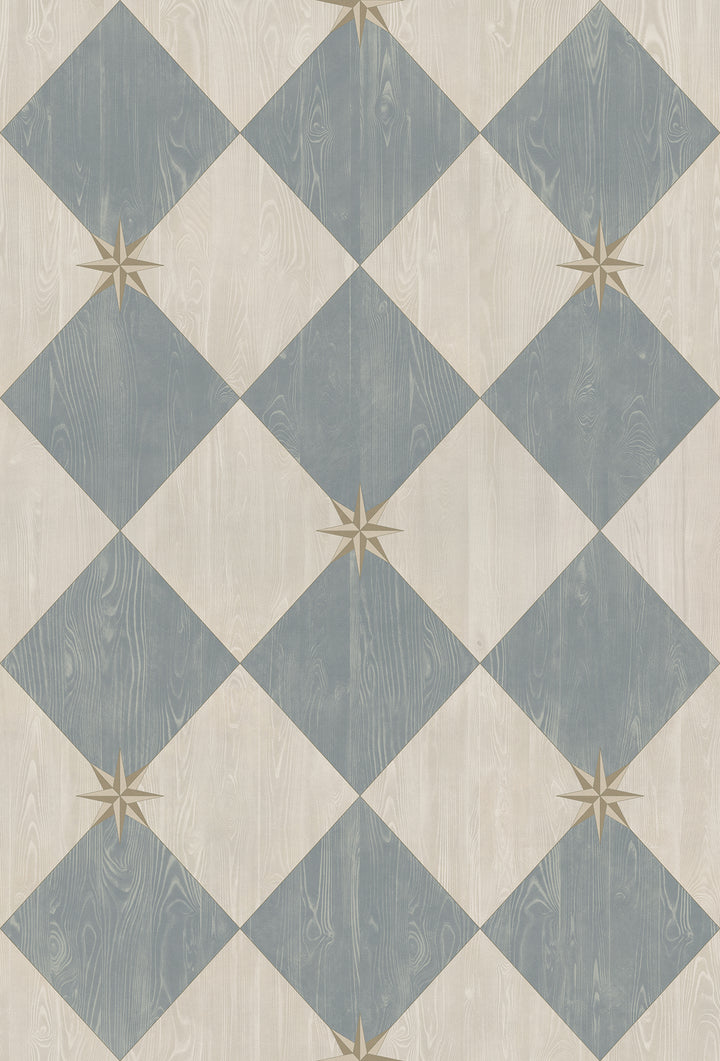 Vintage Vinyl Floorcloth Rug (Williamsburg – Compass Diamond – Garden Fountain)