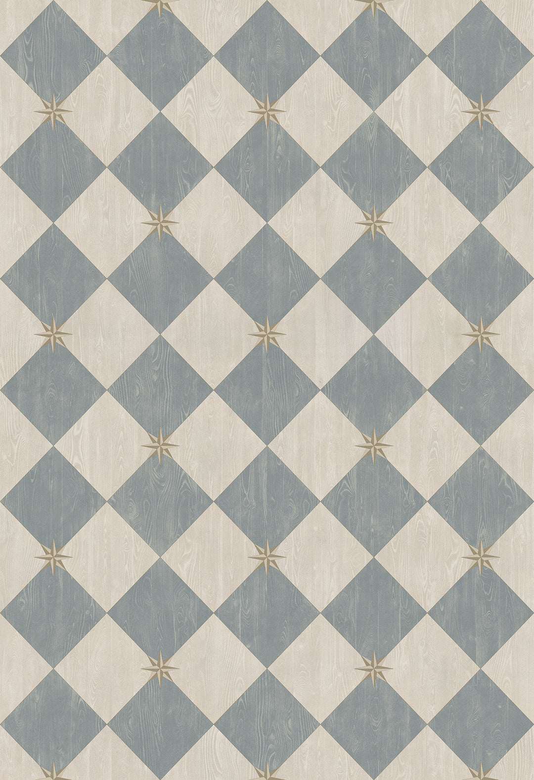 Vintage Vinyl Floorcloth Rug (Williamsburg – Compass Diamond – Garden Fountain)