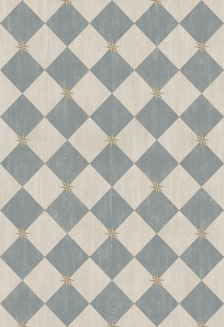 Vintage Vinyl Floorcloth Rug (Williamsburg – Compass Diamond – Garden Fountain)