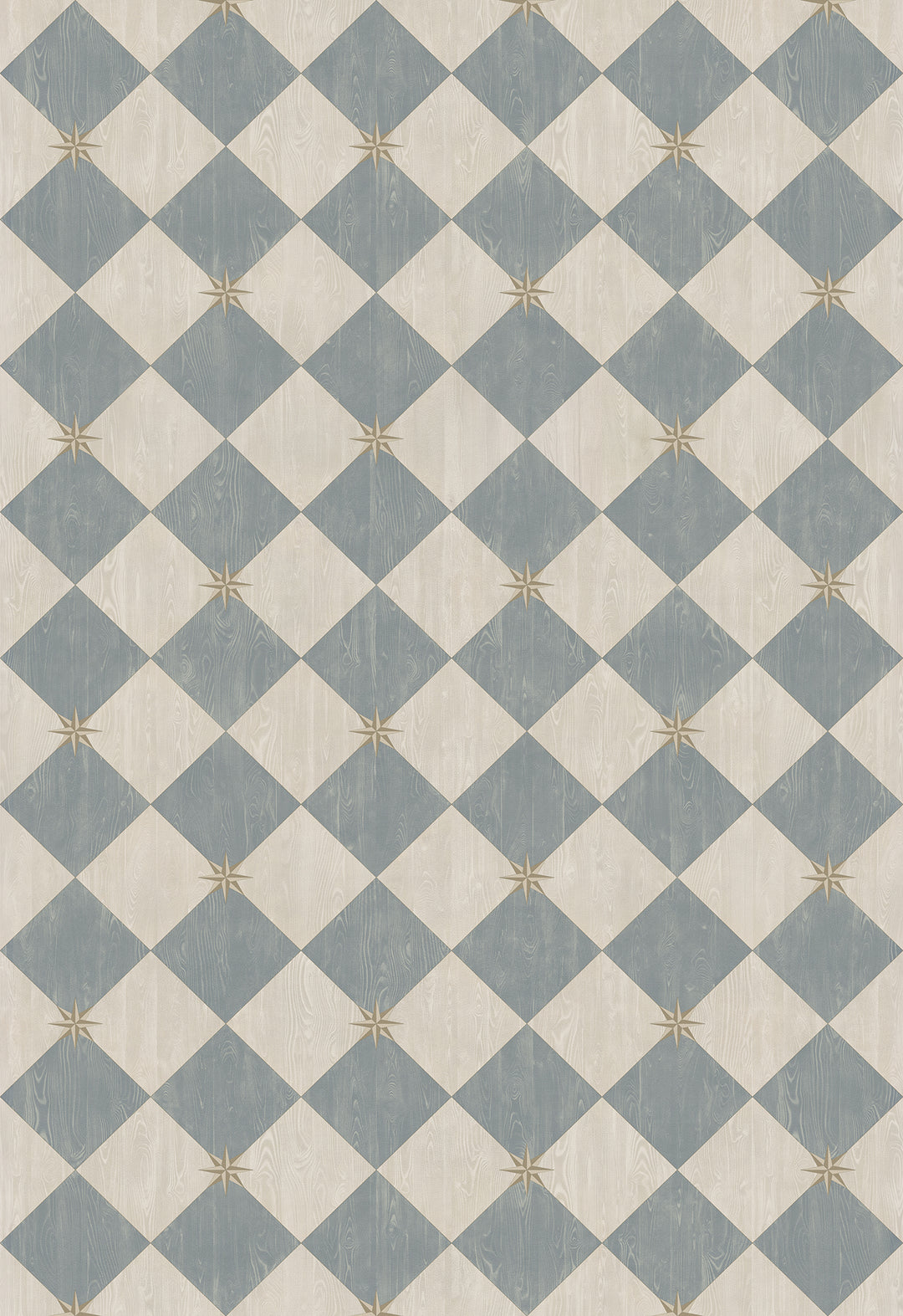 Vintage Vinyl Floorcloth Rug (Williamsburg – Compass Diamond – Garden Fountain)