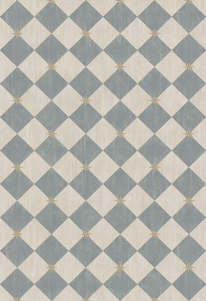 Vintage Vinyl Floorcloth Rug (Williamsburg – Compass Diamond – Garden Fountain)