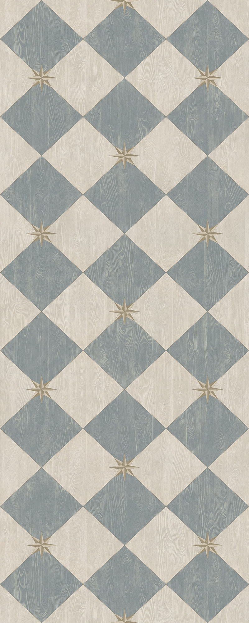 Vintage Vinyl Floorcloth Rug (Williamsburg – Compass Diamond – Garden Fountain)