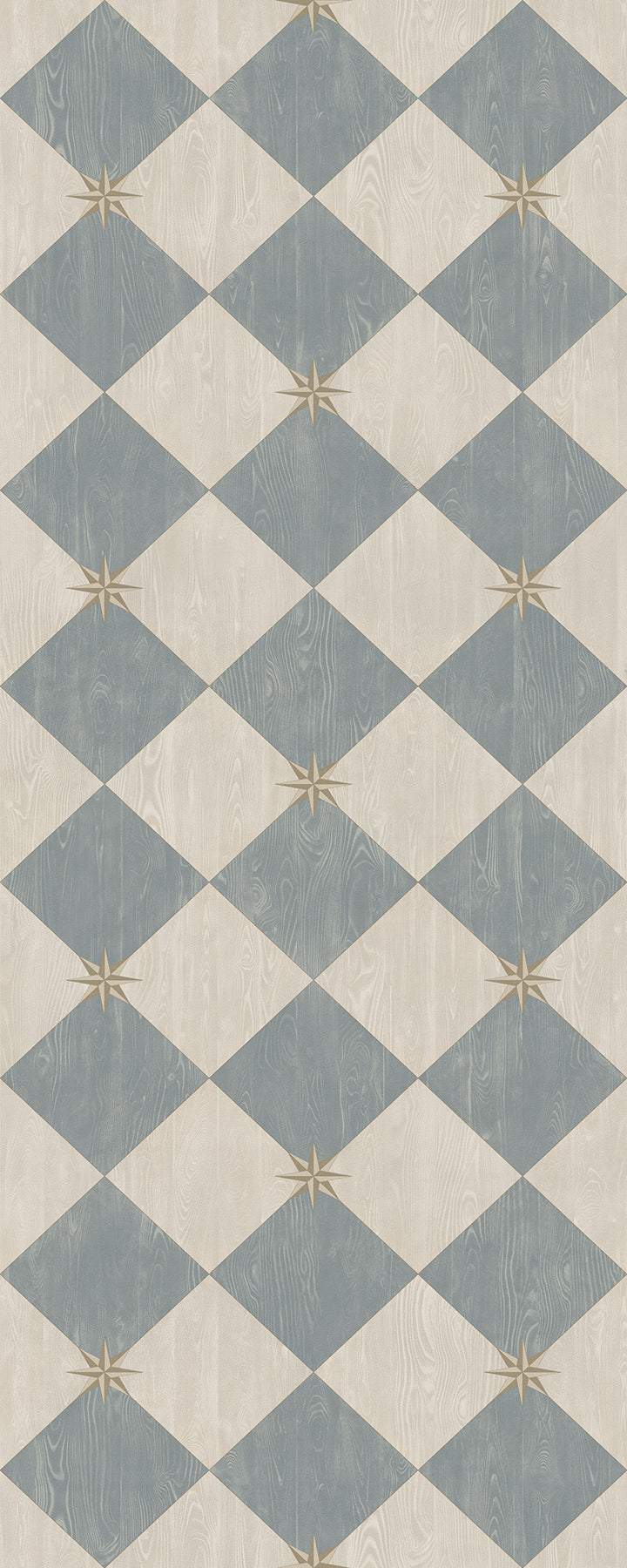 Vintage Vinyl Floorcloth Rug (Williamsburg – Compass Diamond – Garden Fountain)