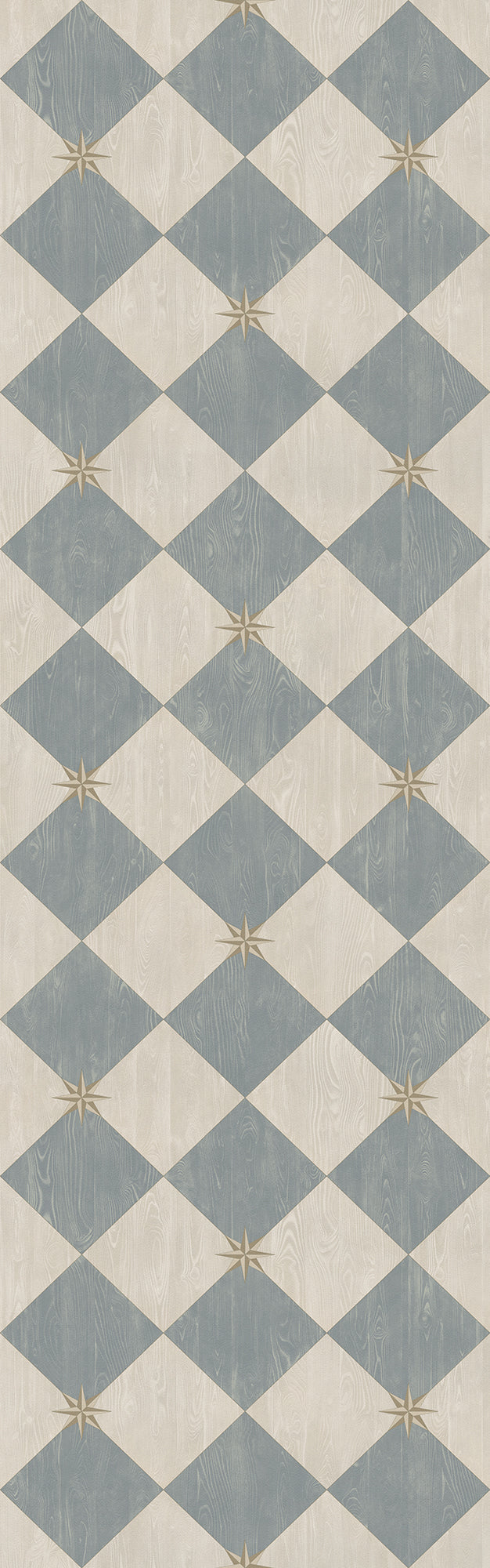 Vintage Vinyl Floorcloth Rug (Williamsburg – Compass Diamond – Garden Fountain)
