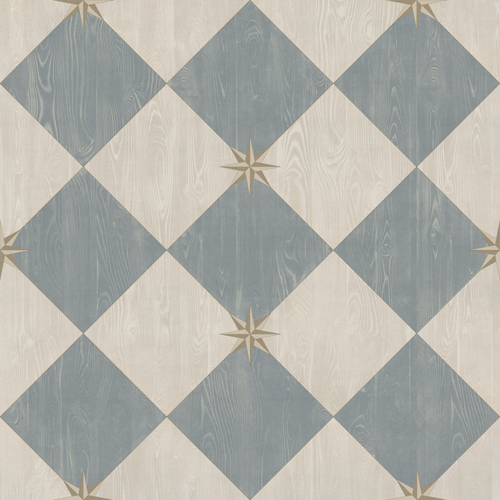 Vintage Vinyl Floorcloth Rug (Williamsburg – Compass Diamond – Garden Fountain)