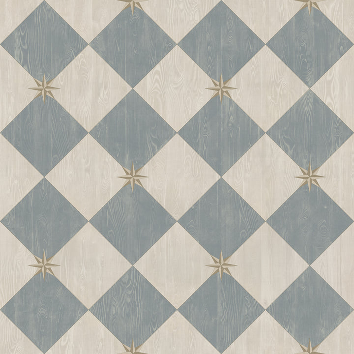Vintage Vinyl Floorcloth Rug (Williamsburg – Compass Diamond – Garden Fountain)