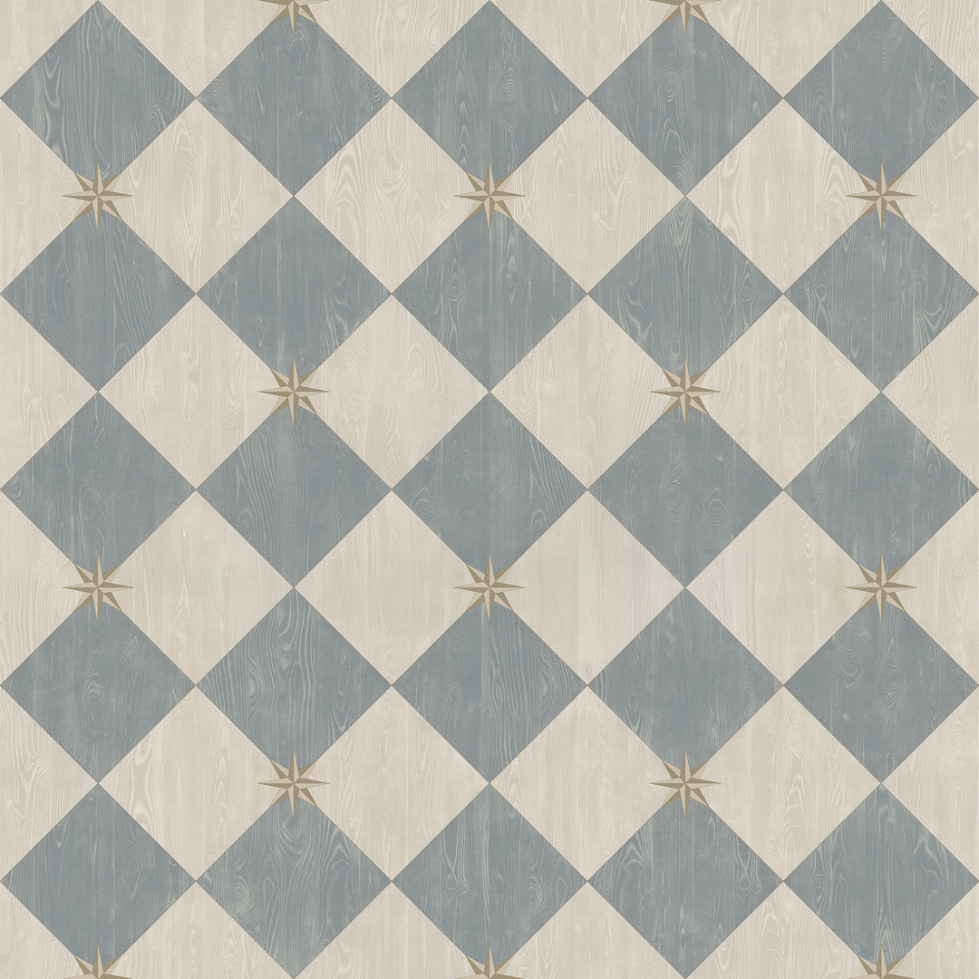 Vintage Vinyl Floorcloth Rug (Williamsburg – Compass Diamond – Garden Fountain)
