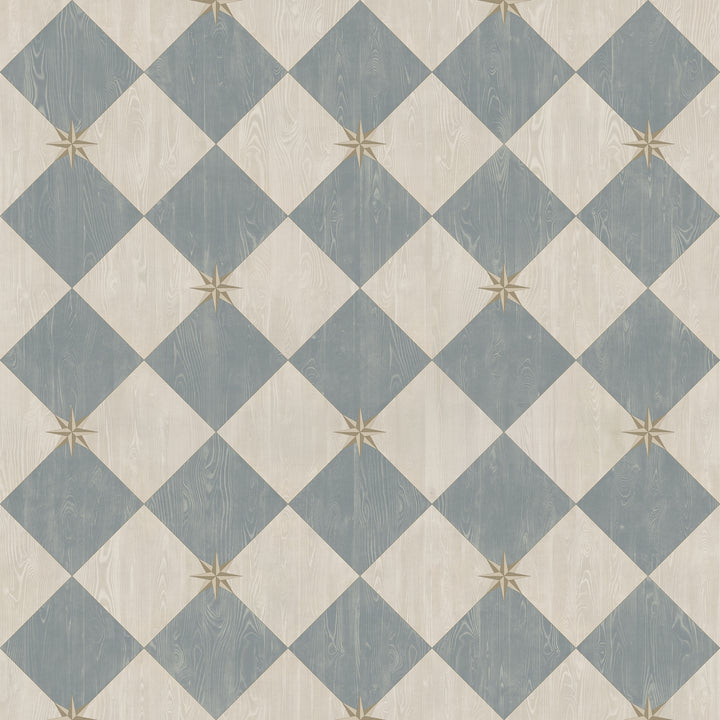 Vintage Vinyl Floorcloth Rug (Williamsburg – Compass Diamond – Garden Fountain)