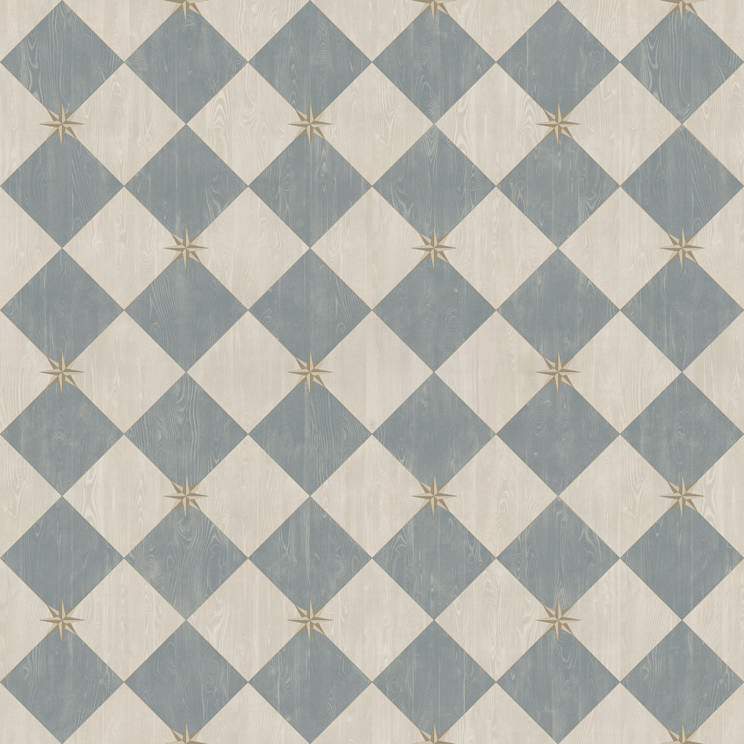 Vintage Vinyl Floorcloth Rug (Williamsburg – Compass Diamond – Garden Fountain)