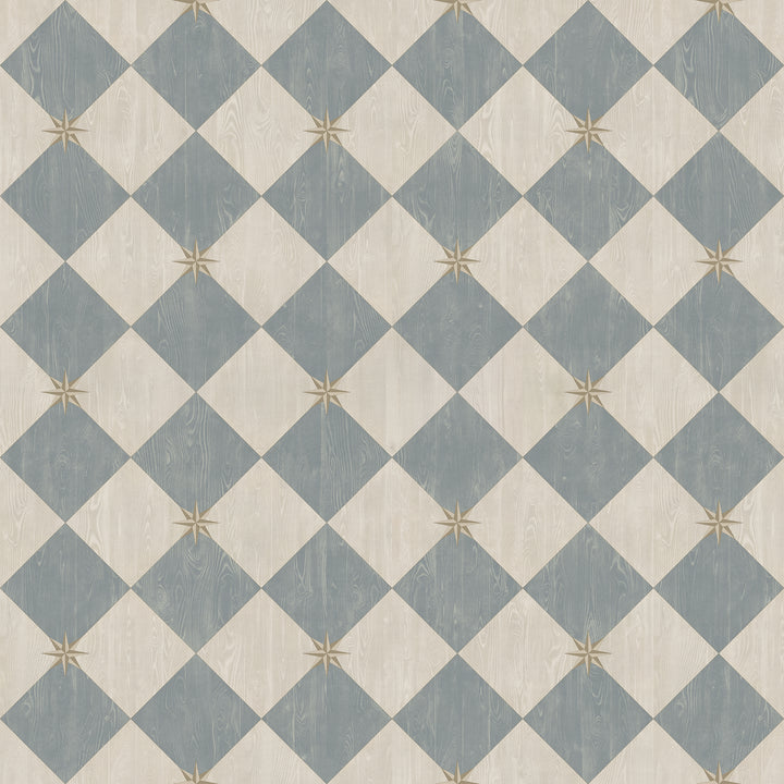 Vintage Vinyl Floorcloth Rug (Williamsburg – Compass Diamond – Garden Fountain)