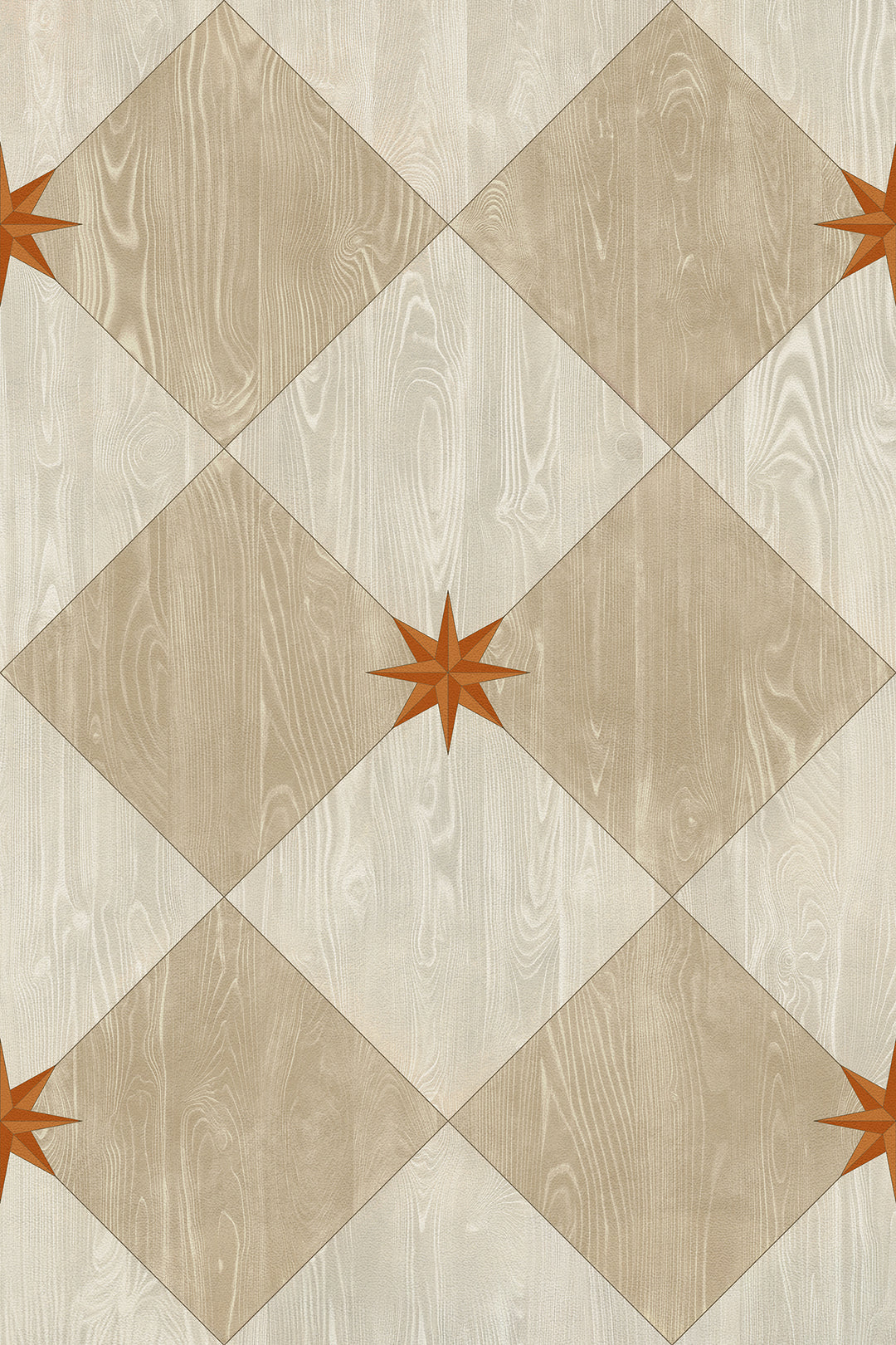Vintage Vinyl Floorcloth Rug (Williamsburg – Compass Diamond – Gala at the Garden)
