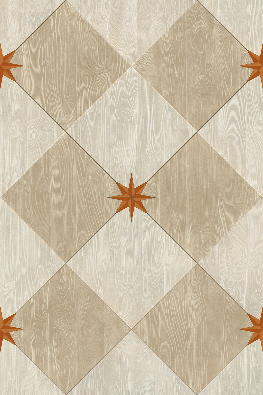 Vintage Vinyl Floorcloth Rug (Williamsburg – Compass Diamond – Gala at the Garden)